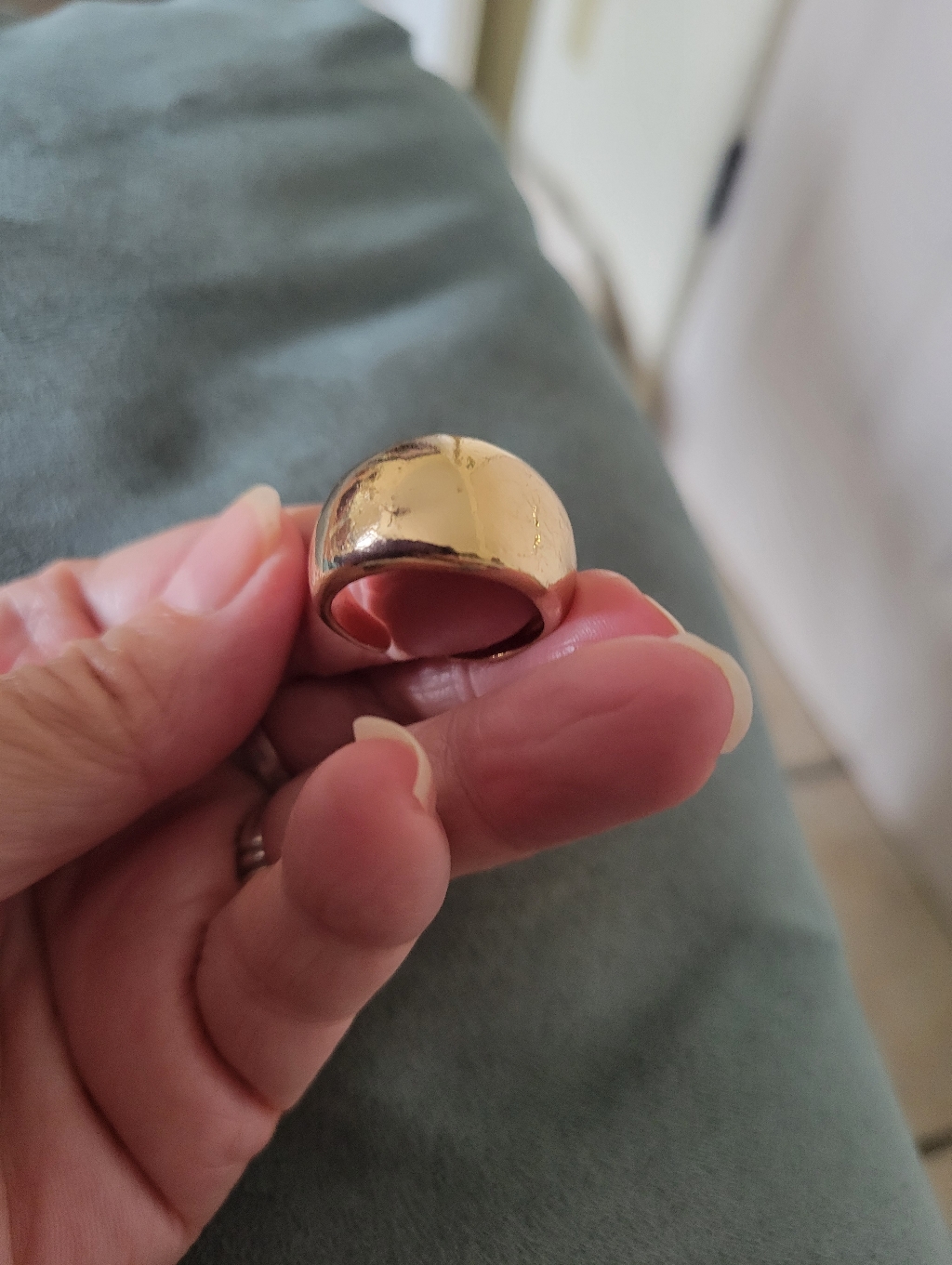 Wide Dome Gold Tone Statement Ring Size 7.5